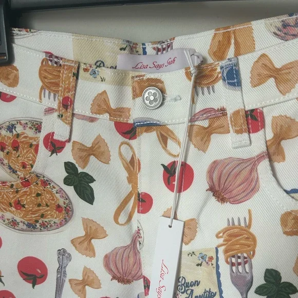 Lisa Says Gah Pasta Buon Appetito White Jean Pants - Picture 2 of 5